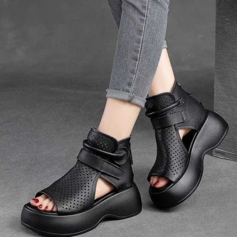 High Quality Summer Classic Women Open Toe Sandals Retro Wedge Mesh Breathable Gladiator Sandals Brand Designer Outdoor Sandals T241227