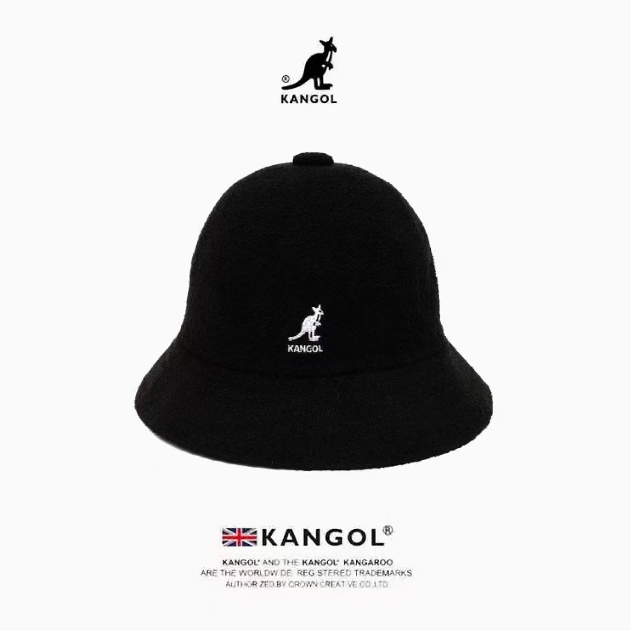 High quality kangool black towel bucket hat fashion brand official website same style kangaroo large brim bucket hat