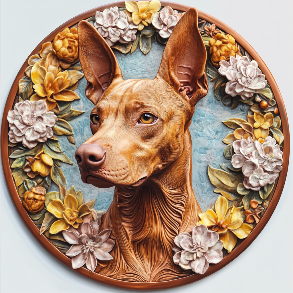 Customized Pharaoh Hound Pet Ornaments - Circular Aluminum Decorative Paintings - Unique Pet Souvenir Tombstones