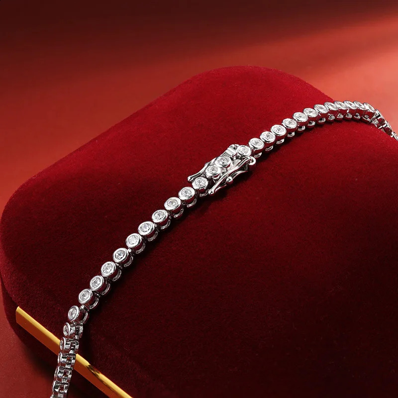 OEVAS 2MM 3MM Full Real Bubble Diamond Necklace For Women 100% 925 Sterling Silver Sparkling Wedding Fine Jewelry 241226