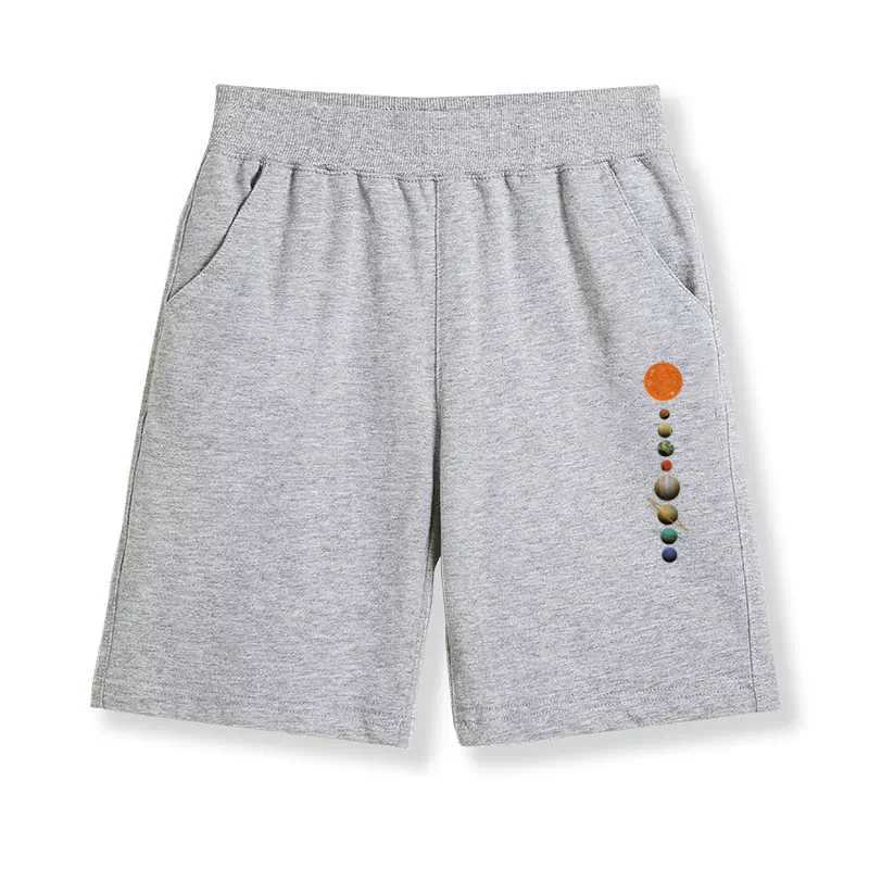 Boys New Summer Trousers Solar System Design Sports Shorts Children Loose Cotton Short Pants 3-14Y Unisex Clothes W241227