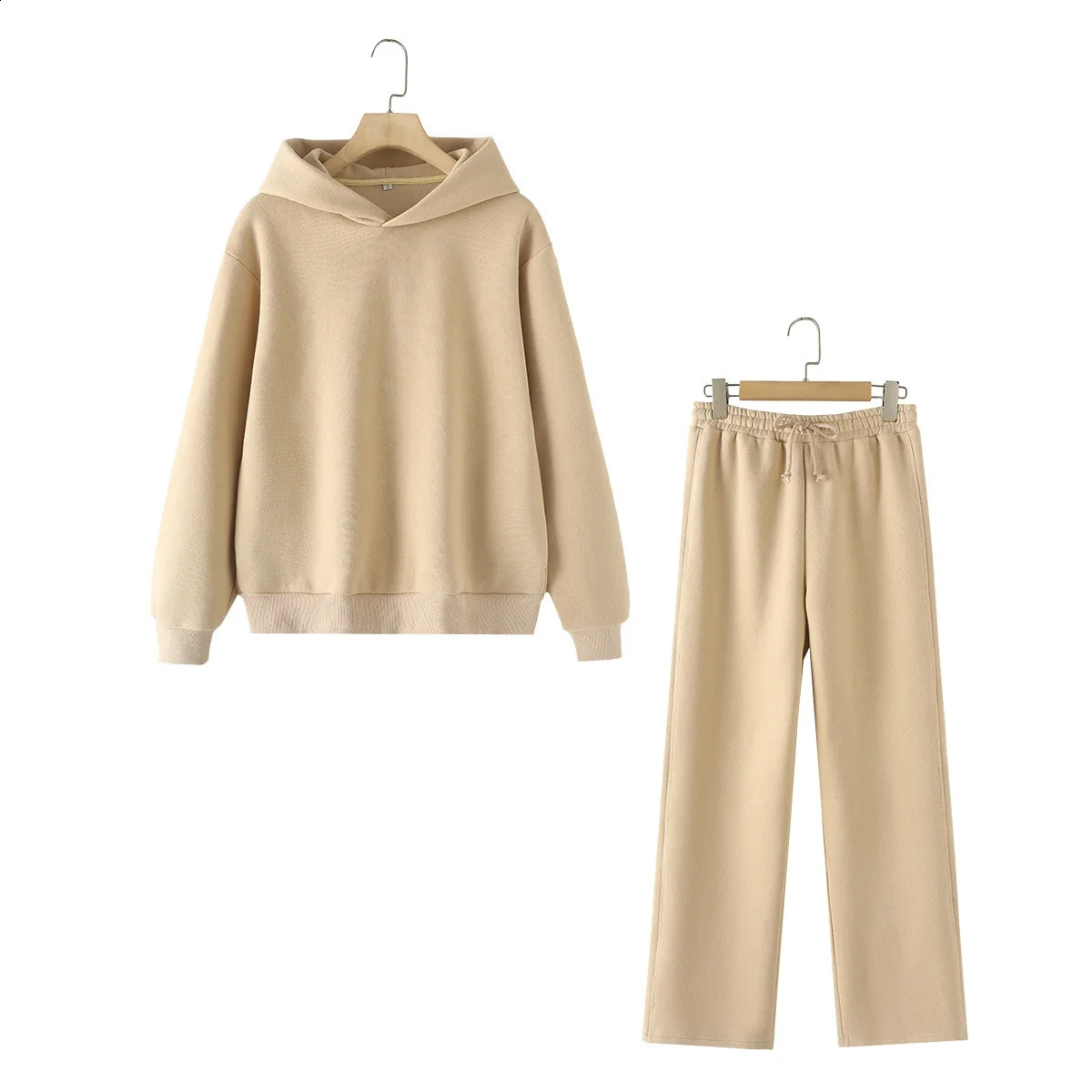 Woman Sweatshirts Tracksuits Set 2025 Winter Cotton Solid Suits Wide Baggy Pants Sportswear 2 Piece Women Outfits 241220