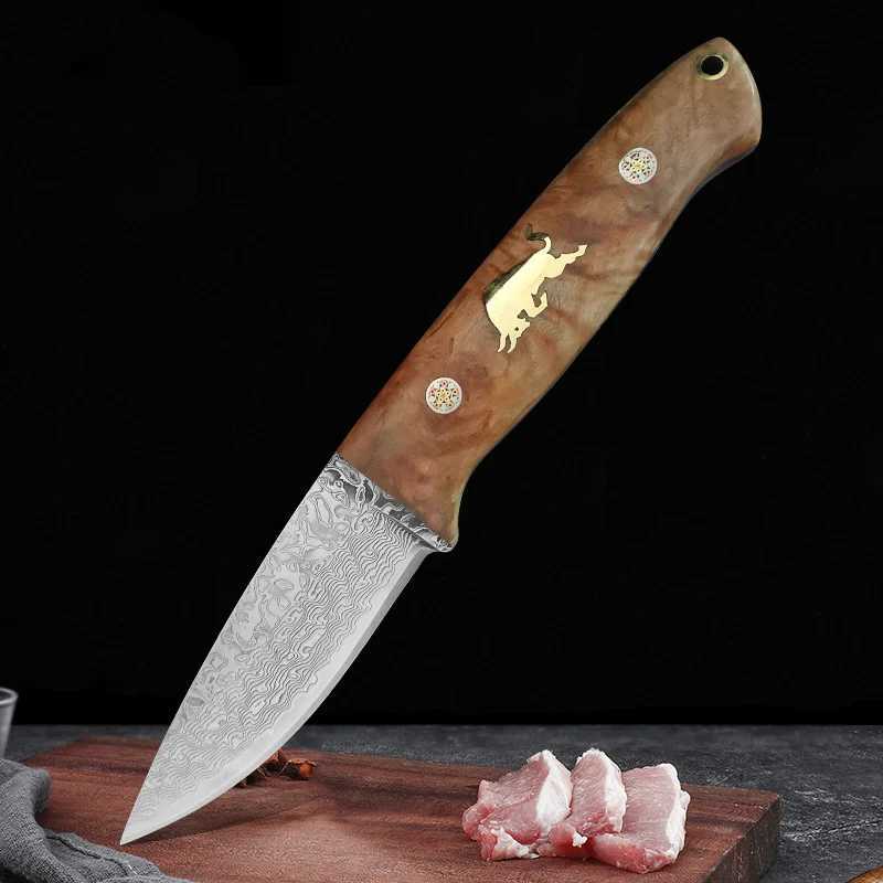 4-inch kitchen knife fruit knife sharp Damascus steel chef knife cooking knife meat cutting kitchen accessories Y241227
