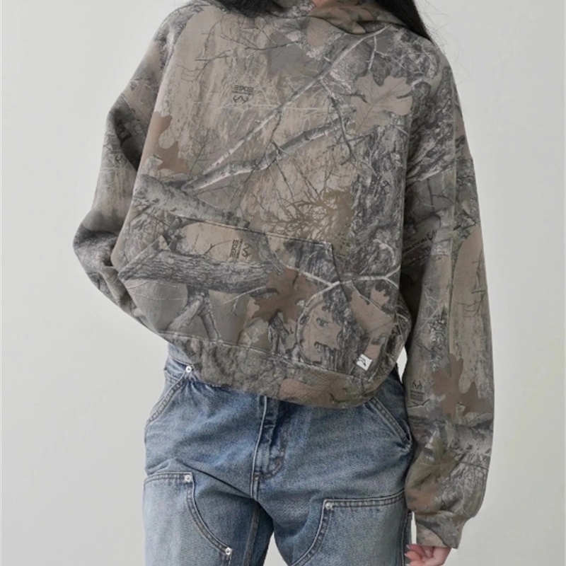 Streetwear Hoodie Hip Hop Retro Camo Pattern Oversized Bag Mens Harajuku Rock Fashion Zipper y241206