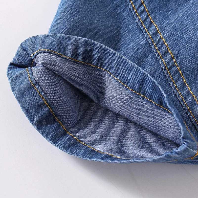 2024 Summer Childrens and Girls Fashion Blue Breathable Panel Jeans/Denim Shorts 1-6 Years Old W241227