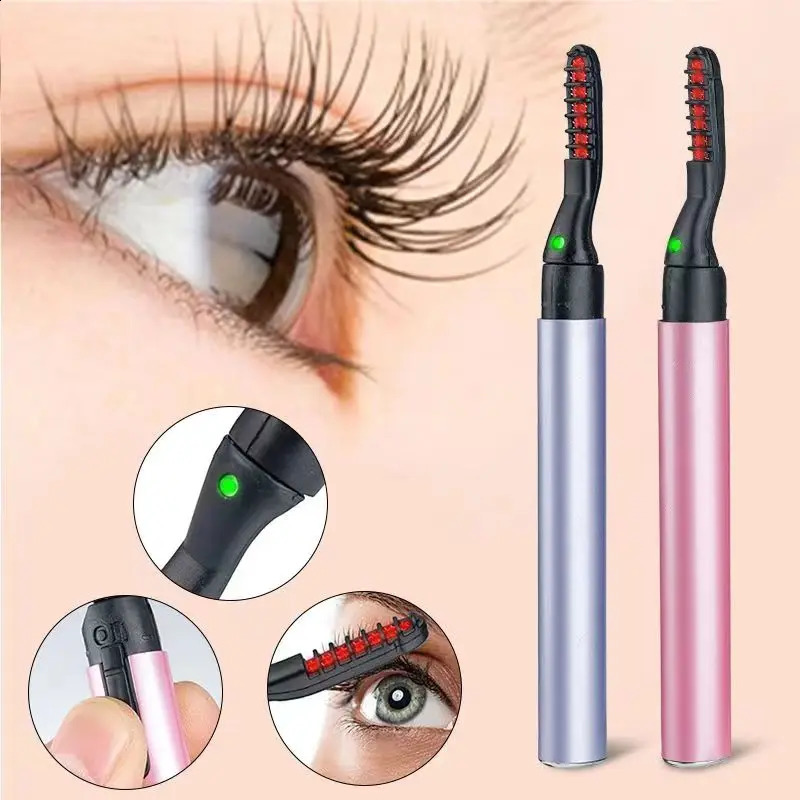 Electric Eyelash Curler Heating Curling Eyelash Pen Mascara Long Lasting Eye Lashes Comb Durable Shaping Slender Eyelash Brush 241226