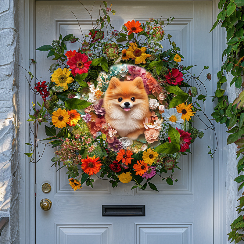 Customizable Pomeranian Pet Ornaments - Circular Aluminum Decorative Paintings | Unique Pet Souvenir Tombstones