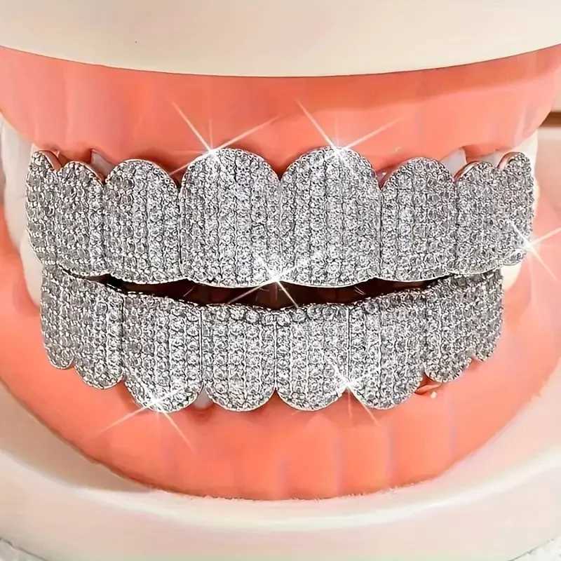 1 Halloween d-Out cubic zirconia tooth grill for men top and bottom tooth grill set Rper singer Bo jewelry hip-hop Gif W241227
