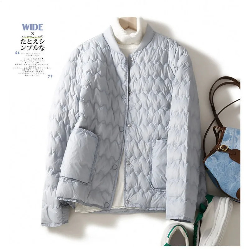 Autumn Winter Women Clothing Lightweight Quilted Jackets Warm Parkas Singlebreasted Long Sleeve Windproof Short Outerwear Loose 241226