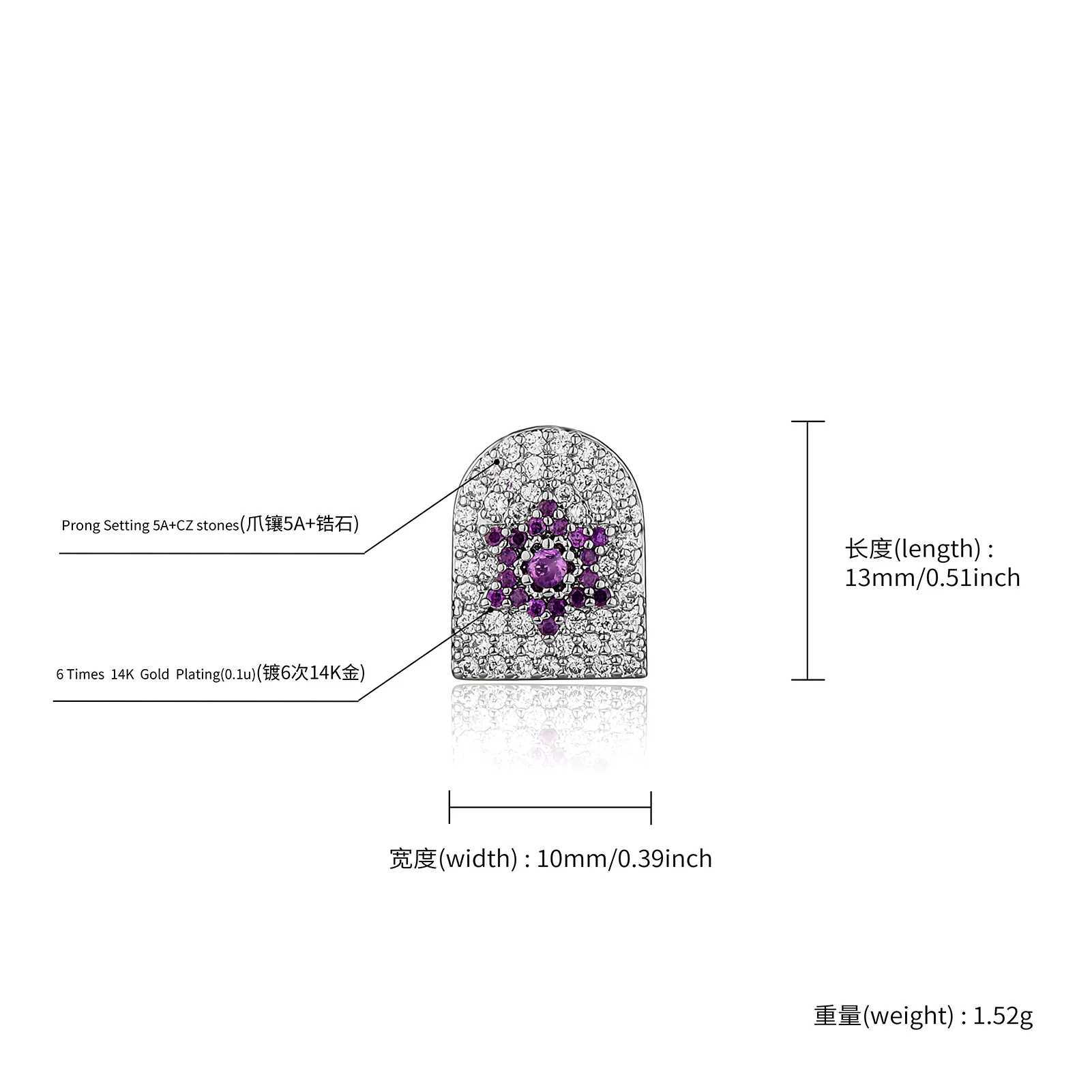 JINAO 2023 NEW HIP HOP Star Design High Quty Cravejado AAA+ Cubic Zircon Grillz Free Shipping Jewelry W241227