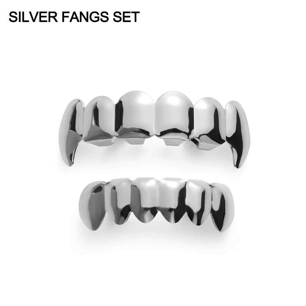 Fashion Gold Color Sliver Color Mold Kit Hip Hop Tooth C Top Bottom Grill Teeth Vampire Cosplay Mouth Decoration Bo Jewelry W241227