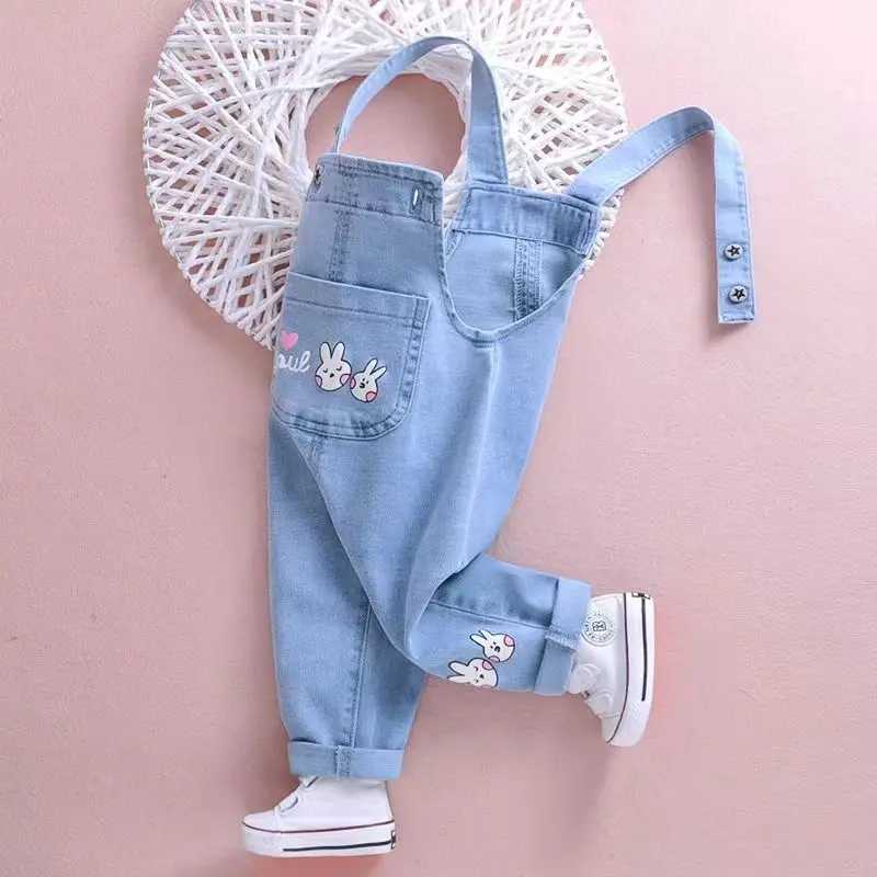Kids Baby Denim Strap Pants Spring And Autumn Boys And Girls Thin Cute Childrens Fashionable Baby Soft Denim Pants W241227