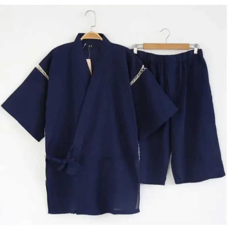 Japanese Kimono Pajamas Cotton Mens Pyjama House Jinbei Summer ShortsXJ241227