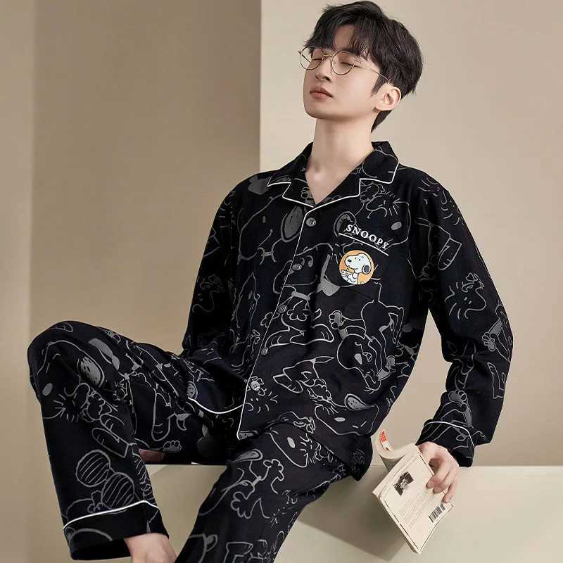 New Pajamas Suit Men Spring Autumn Long-sleeved Large-size Loungewear Male Winter Mens Plaid Loose Sleepwear Set Gents PyjamaXJ241227