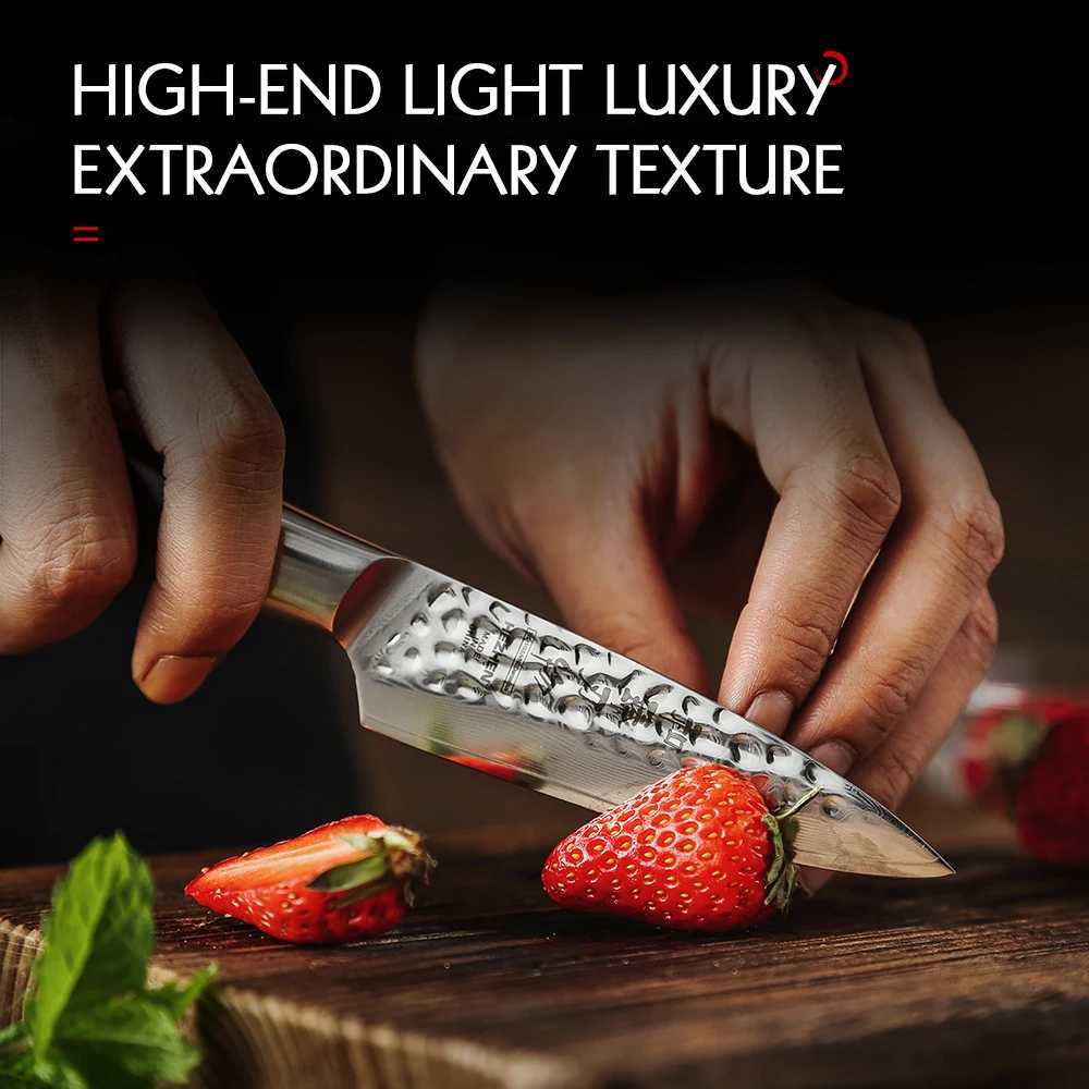 Henan 3.5-inch polishing knife 73 layer powder steel Damascus steel natural redwood handle kitchen accessories with gift box Y241227