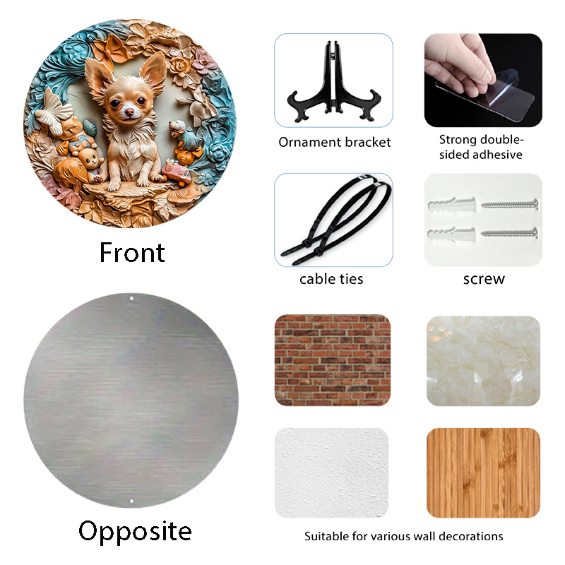 Customizable Circular Aluminum Pet Ornament - High-Definition Pet Memorial Decoration for Dogs, Unique Souvenir Tombstone