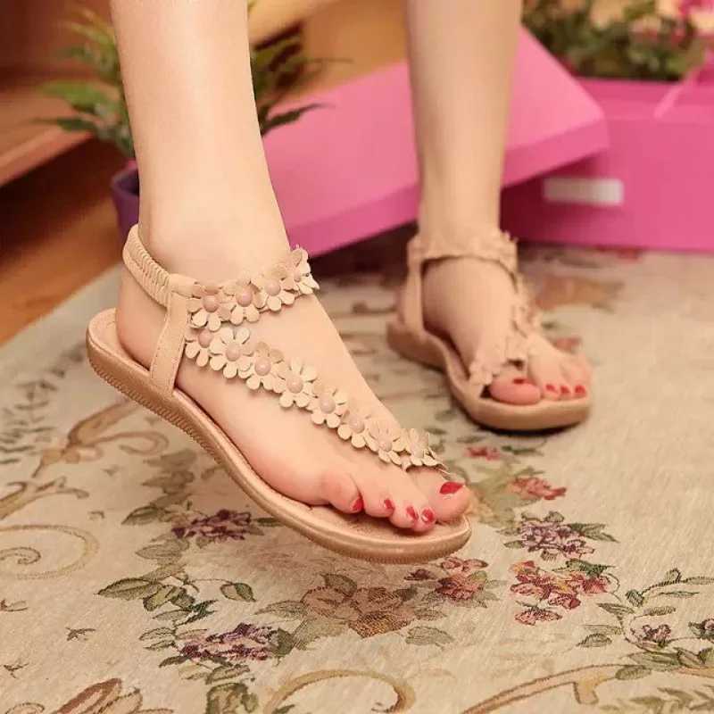 High Quality Sandals Women Floral Pattern Toe Post Sandals Summer Style Bling Bowtie Fashion Peep Toe Jelly Shoes Sandal Flat Shoes Woman T241227