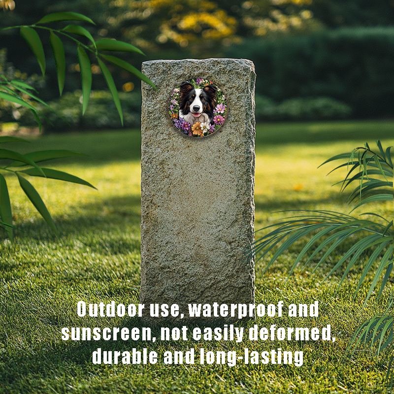 Customized Border Collie Pet Ornaments - Circular Aluminum Decorative Paintings | Unique Pet Souvenir Tombstones