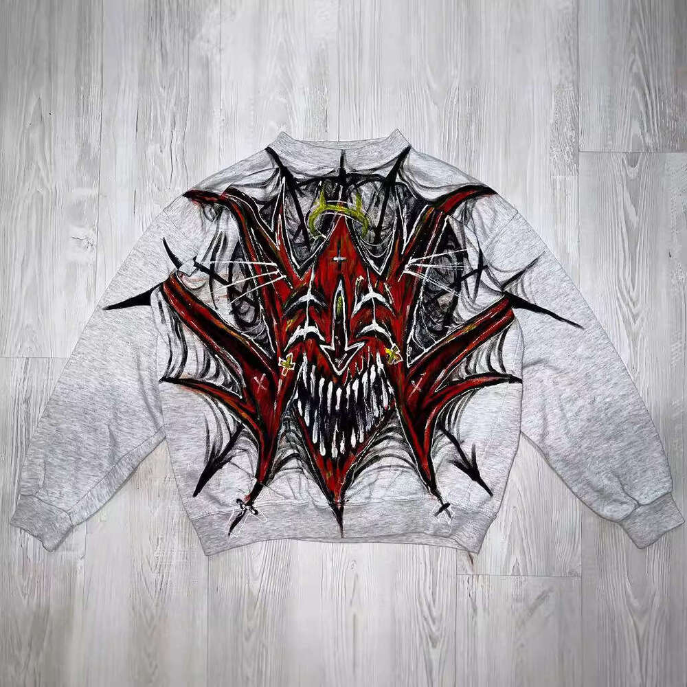 New Gothic Spider Printed Street Autumn/Winter Round Neck Loose Dark Hoodie Trendy