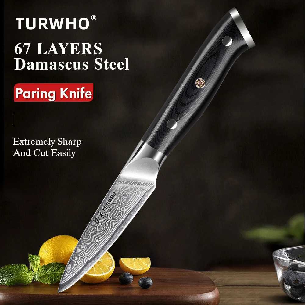 TURWHO 3.5 Paring Knife Professional Damascus Steel Kitchen Knife Chef Knife Fruit Peeling Practical Vegetable Cooking Tool Y241227