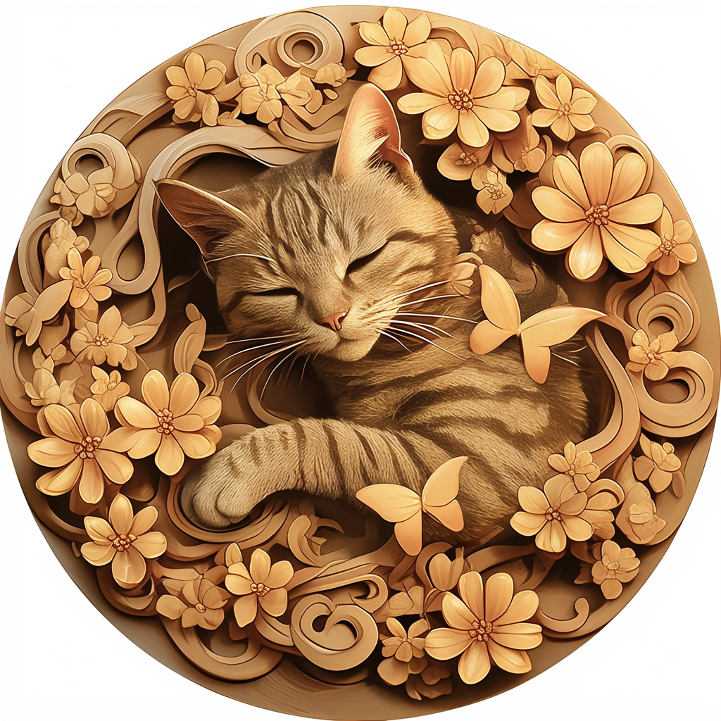 American Shorthair Striped Cat Pet Ornaments - Circular Aluminum Decorative Paintings | Customized Pet Souvenir Tombstones