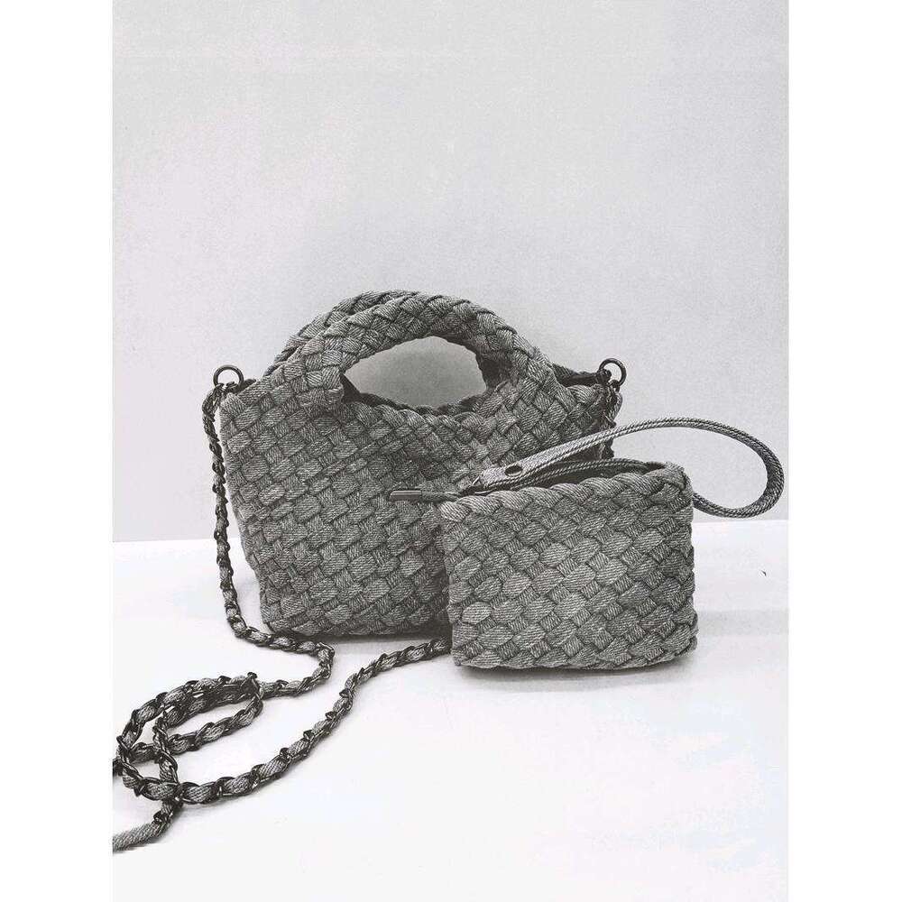 Cowboy canvas woven mini small women's 2025 new chain crossbody baghand-held vegetable basket bag