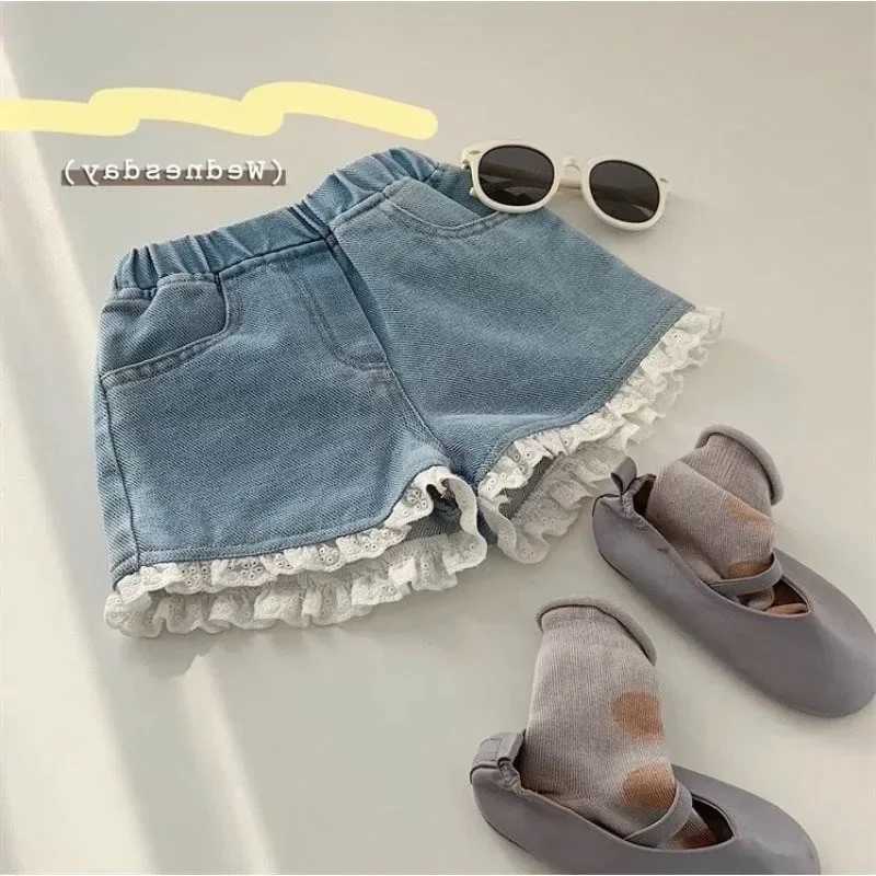 New Korean Version of Baby Everything Thin Girls Denim Shorts Summer Wear Childrens Summer Dress Foreign Style Short Pants W241227