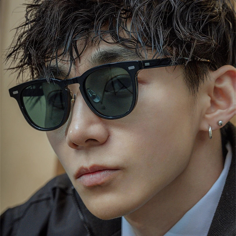 Japanese handmade acetate polarized sunglasses mens retro square sunglasses fashionable outdoor driving fishing sunglasses 241225