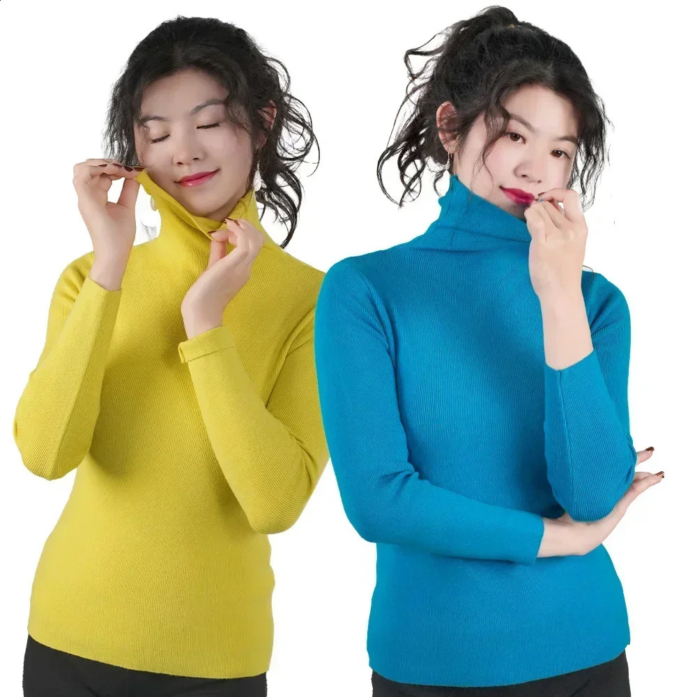 Turtleneck Sweater Women Pullover Knitwear Slim Jumpers Long Sleeve Autumn Winter Warm Tops Woman Sweaters Clothing Jersey 241223