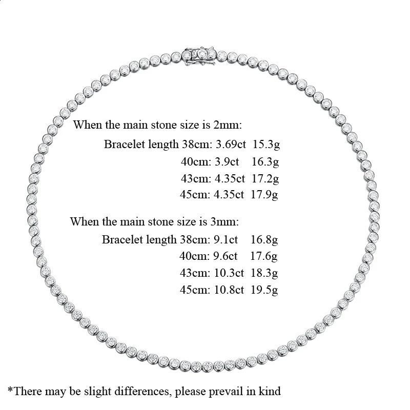 OEVAS 2MM 3MM Full Real Bubble Diamond Necklace For Women 100% 925 Sterling Silver Sparkling Wedding Fine Jewelry 241226