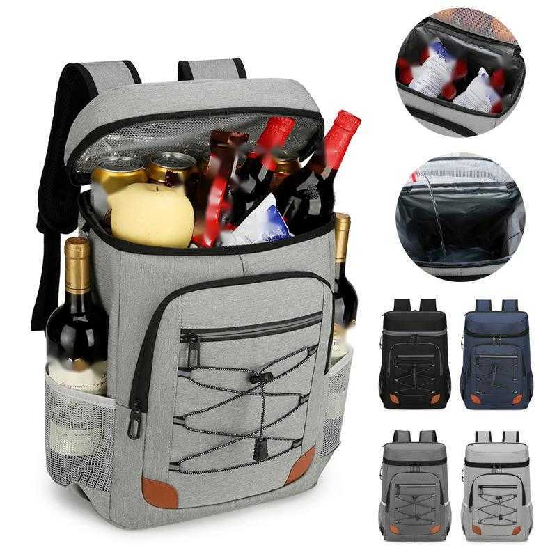 Hot Dual Shoulder Insulated Backpack for Outdoor Picnics Large Capacity Portable Ice Pack Crossbody Style Thick Picnic Bag 240920