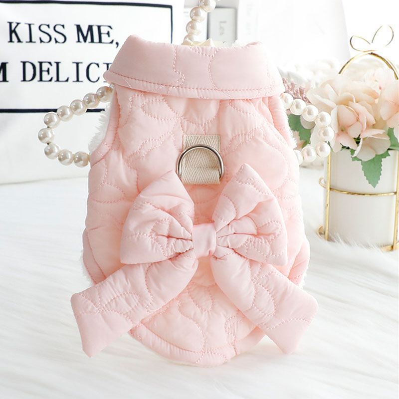 Cute Rabbit Ear-Embellished Quilted Pet Gilet - Soft and Warm Winter Clothing for Pets