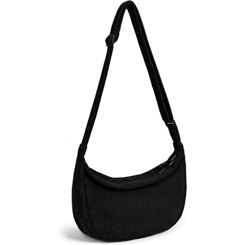Small Sg Crossbody for Women Men Trendy, Mini Crescent with Adjustable Strap, 2 Zippers Lightweight Nylon Bag