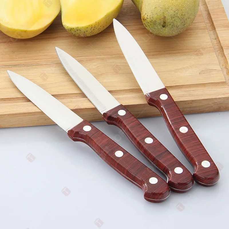 4PCS Brown Fruit Knife Stainless Steel Kitchen Knife Wooden Handle Professional Chef Knife Sharp Portable Knives and Accessories Y241227