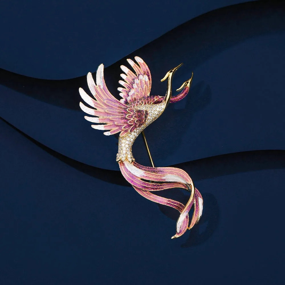Dress Accessories Womens brooch pin gift for women Advanced feeling Enamel chest flower Gradient colored Phoenix brooches 241227