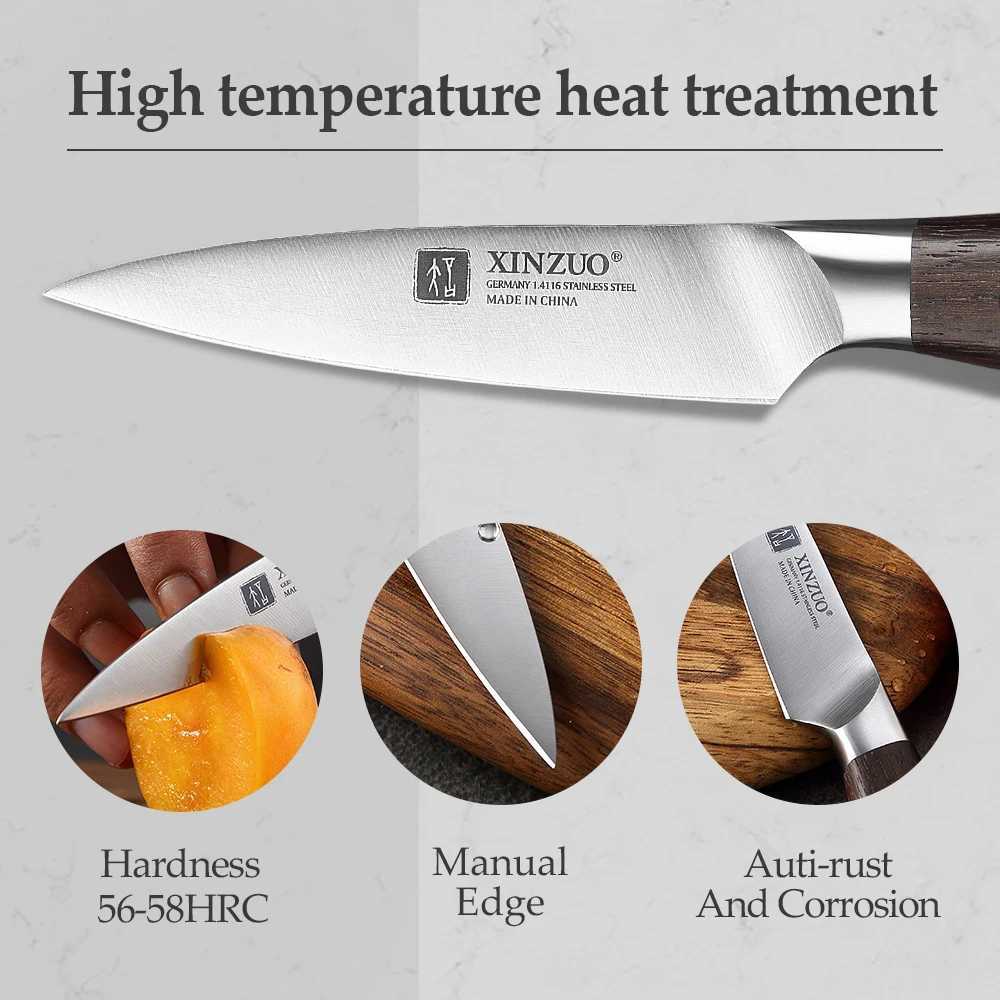 XINZUO 3.5 Paring Knife GERMAN 1.4116 Stainless Steel Kitchen Knife Red Sandalwood Handle Fruit Practical Knife Kitchen Shovel Y241227