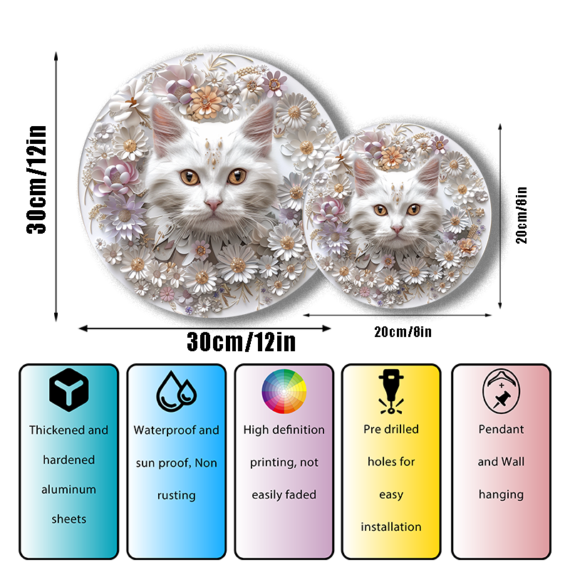 Vankat Waterproof Pet Ornaments - Customizable Circular Aluminum Decorative Paintings for Pet Souvenir Tombstones