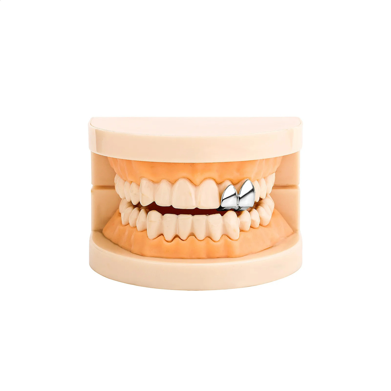 RACHELZ Hip Hop Double Glossy Teeth Gold Silver Color Tooth Caps Fangs Dental Grills For Women Men Jewelry Cosplay 241225