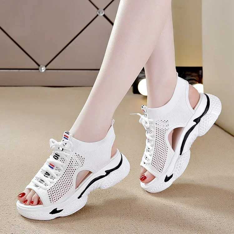 High Quality Womens Sports Sandals Summer New Hollow Flat Ins Fashion All-match Platform Casual Shoes Womens Sport Sandals T241227