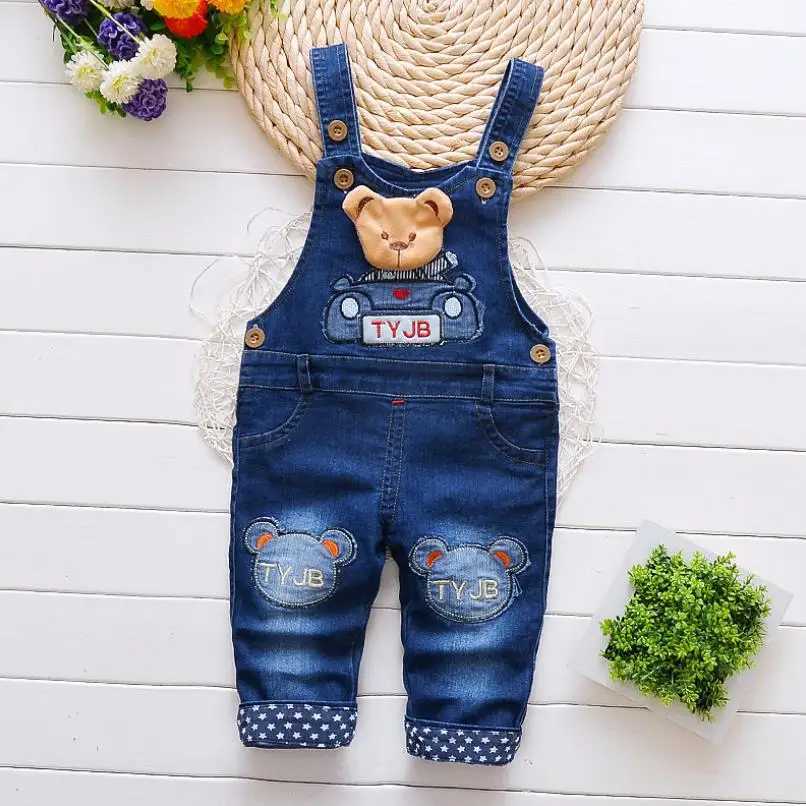 2024Boys Girl Bib Jeans Child Jumpsuit Jean Overalls Cute Denim Infant Boy Childrens Clothing Pants Bodysuit 0-4Years W241227