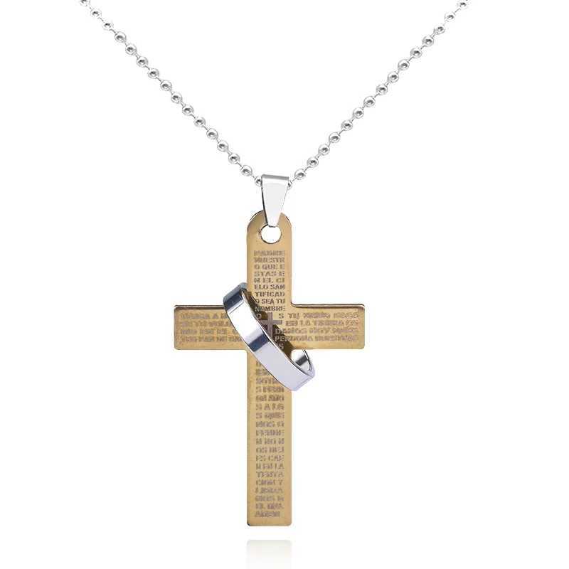 Tren Cross Pendant Necklace Hip Hop Bible Verses Jesus Pray Cross Beads Chain Necklace Unisex Jewelry Drop Shipping CollaresXJ241227