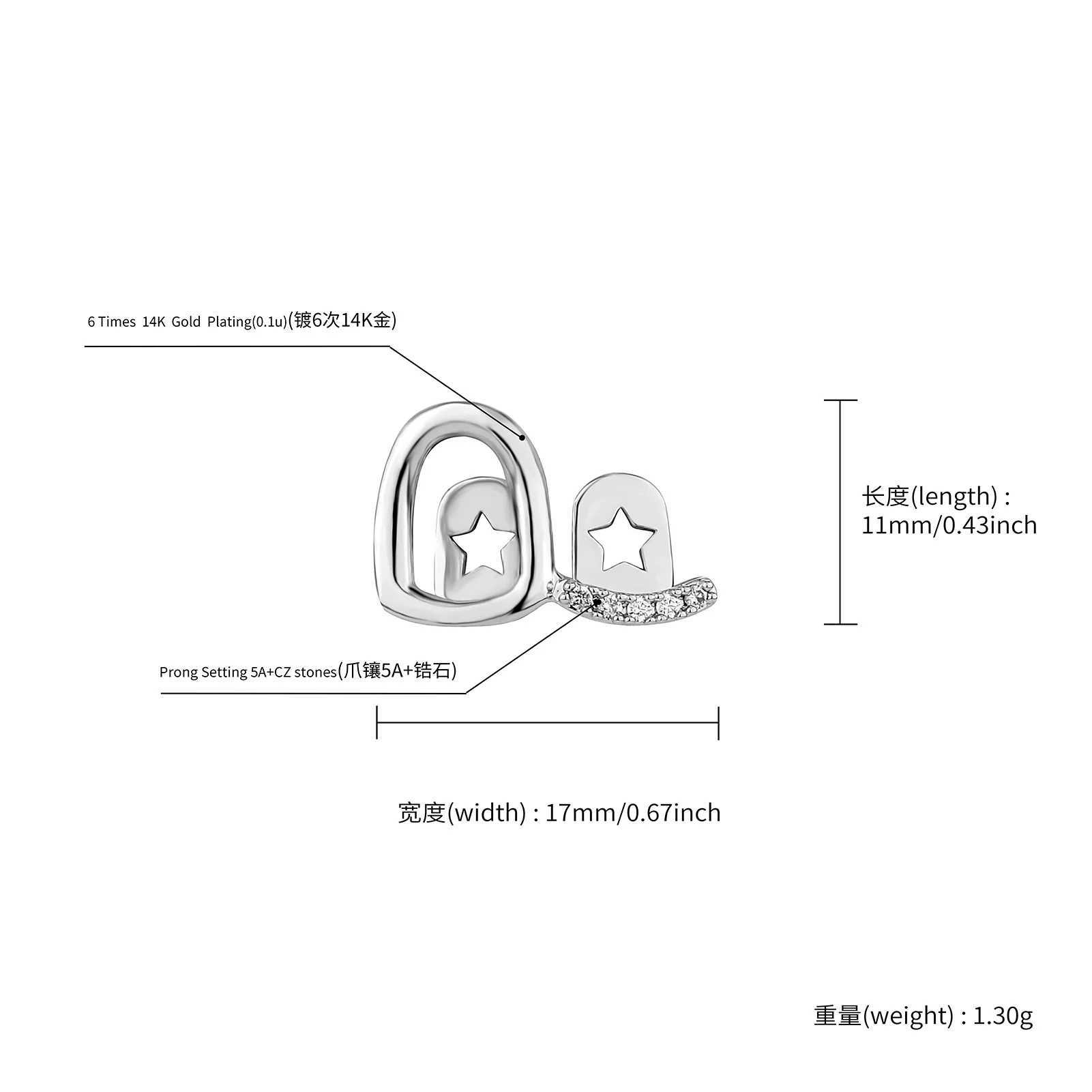 TOPGRILLZ d Out Double Teeth Cs Elegant Teeth Grilz Bracket Fashion Dental Studio Halloween Jewelry Role Playing Decoration W241227