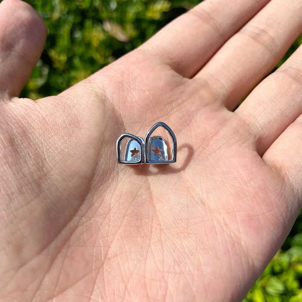 RACHELZ Hip Hop Hollow Double Teeth Grillz Punk 14K Gold Plated Tooth Cs Decor Braces Dental Grills For Women Men Jewelry W241227