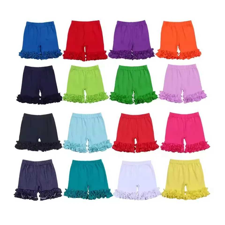 Summer Icing Ruffle Pink Baby Kids Shorts Candy Color Soft 100% Cotton Safety Short Leggings Beach Toddler Girls Briefs W241227