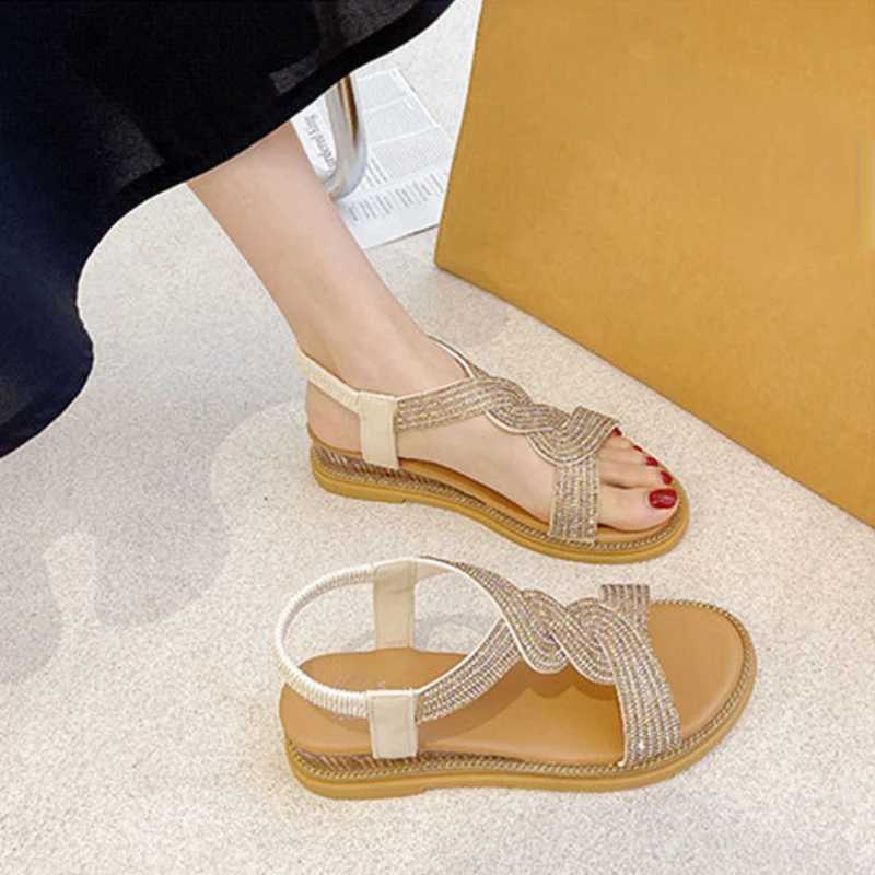 High Quality Womens Sandals Summer Stylish Open Toe Shoes Ladies Comfort Wedge Heels Bling Sandals Party Shoes Footwear Womens Sandals T241227