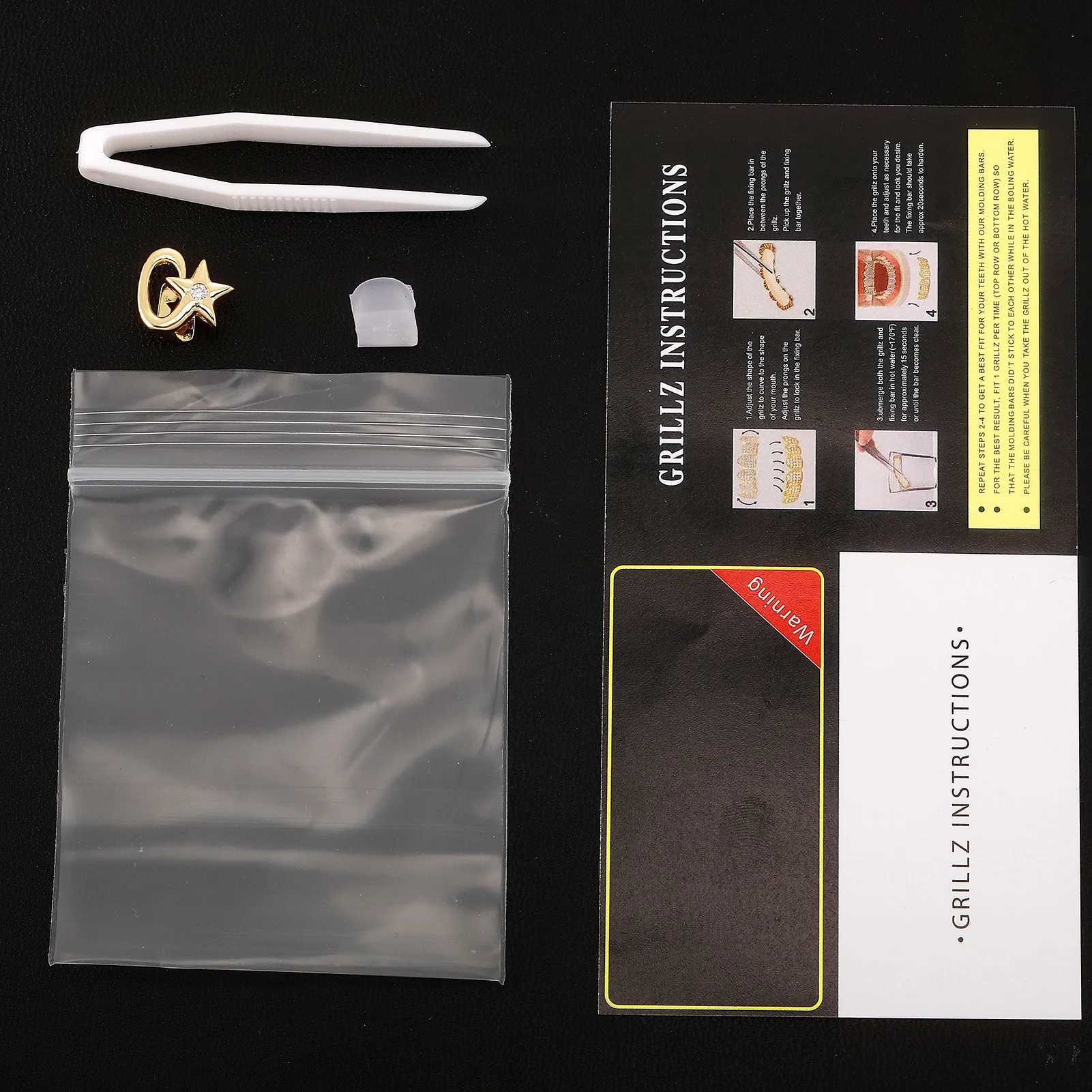 2PCS Classic Small Teeth Grillz Hip Hop 14K Gold Plated Glossy Teeth Cs For Women Men Jewelry Party Gift W241227