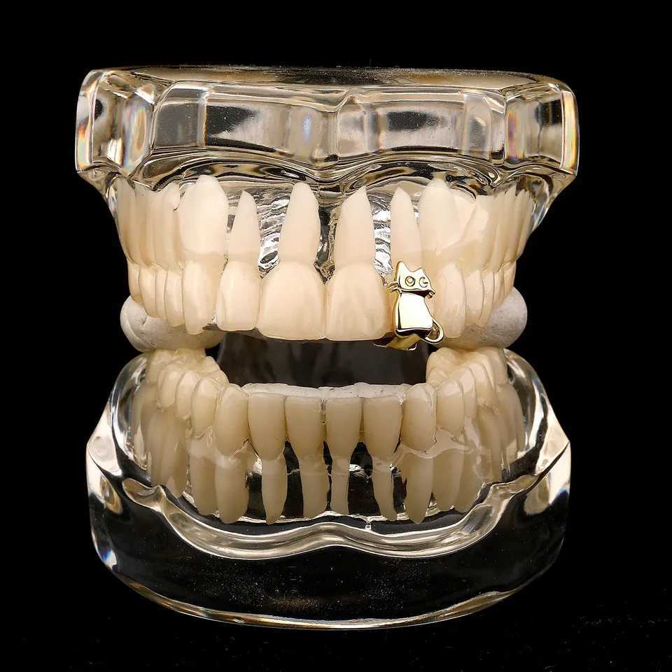 TOPGRILLZ Trend Single Animal Teeth Grillz Hip Hop Glossy Tooth Cs For Women Men Bo Jewelry Halloween Decoration W241227