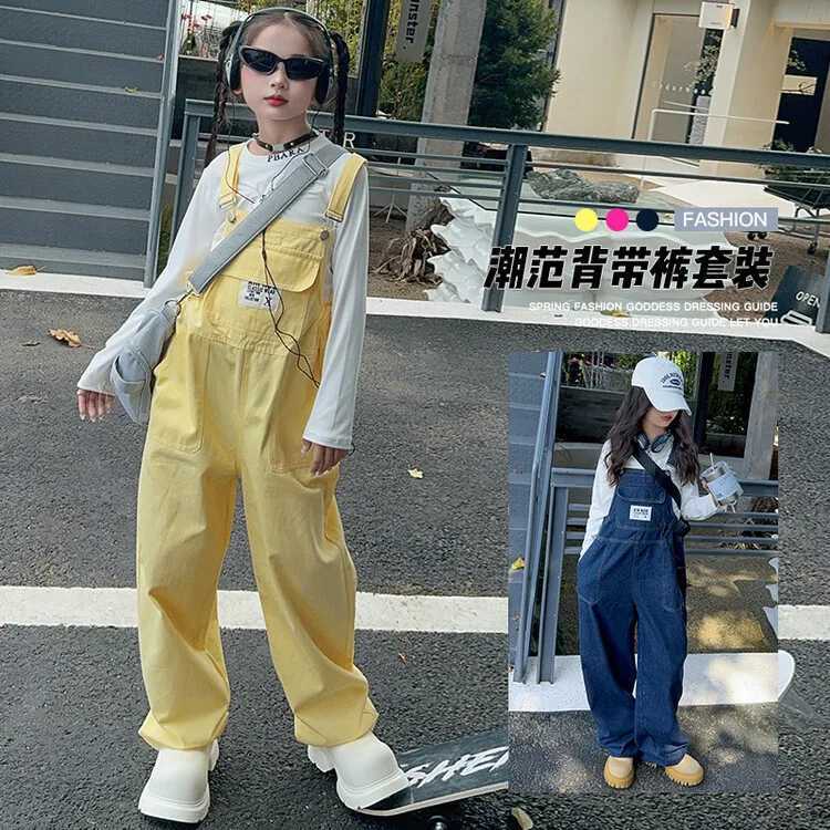 Teenage girl denim jacket blue jeans 2024 new summer hot trade childrens pendant Trouser childrens casual clothing 6 8 10 12 14 years old W241227