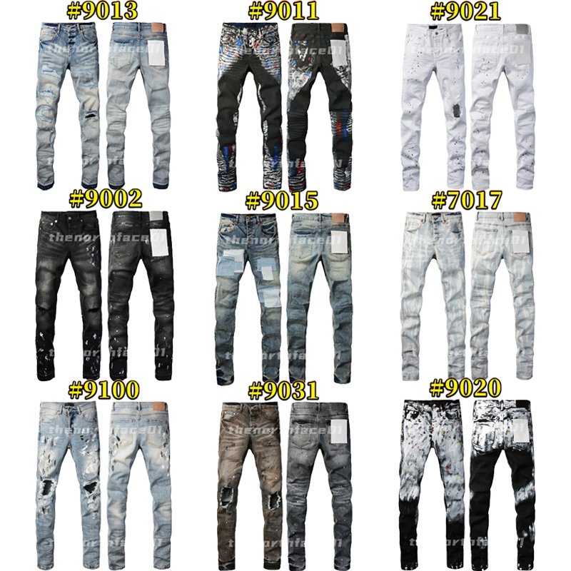 Designer Mens Jean Fashion Denim Pants For Male Skinny Ripped Destroyed Stretch Slim Fit Jean Beam Foot Trousers Size 28-40