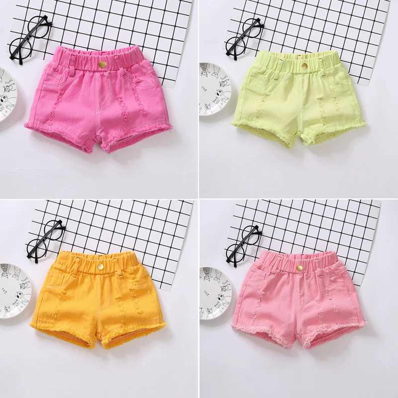 100-150cm summer girls fashionable hole shorts baby and childrens casual clothing W241227